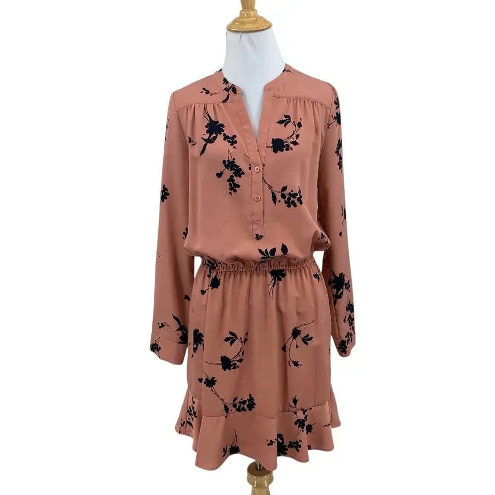 Joie Dress Womens XS Extra Small Acey Floral Long Sleeve Elastic Waist Blouson